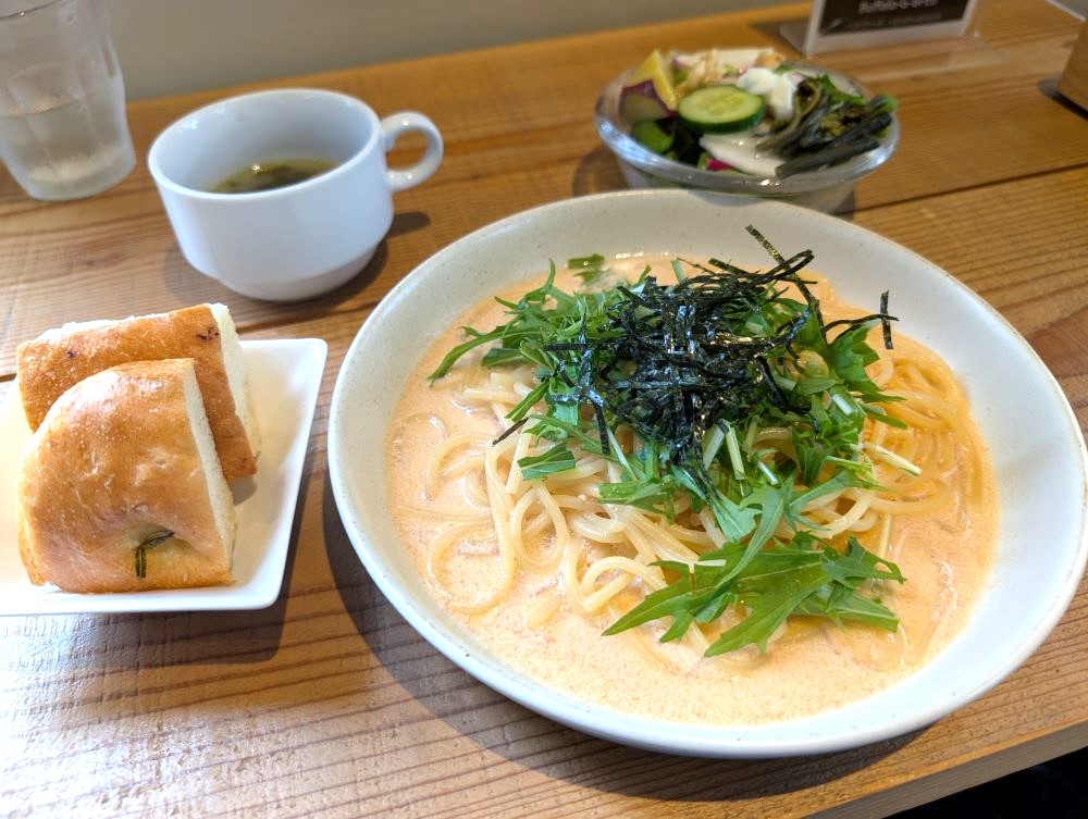 明太子と水菜のパスタ