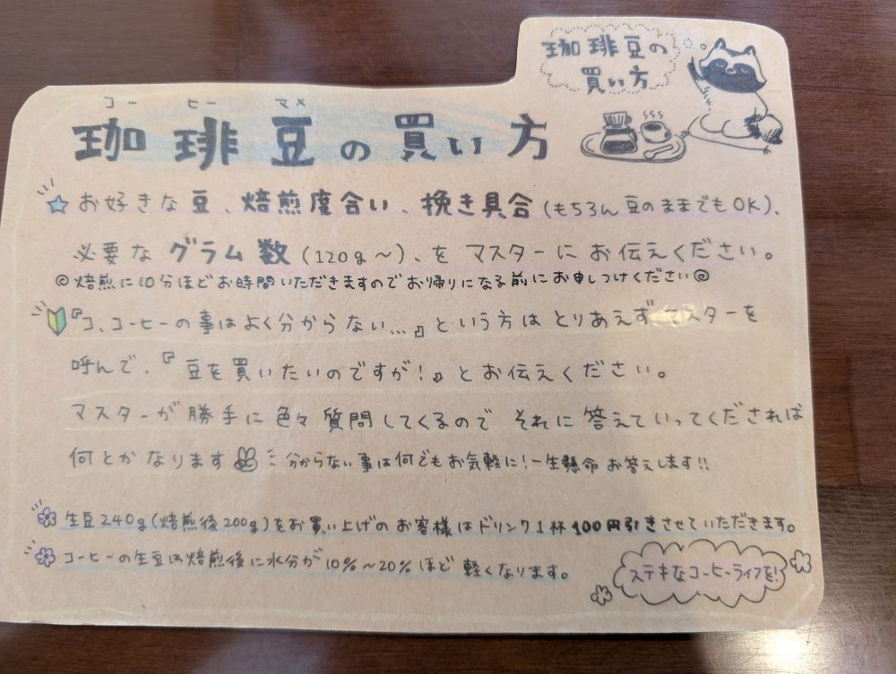 珈琲豆の買い方